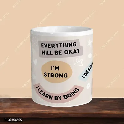 Premium 330ml Ceramic White Coffee Mug - I m Strong - Single Pack-thumb2