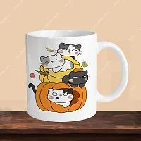 Premium 330ml Ceramic White Coffee Mug - cats- Single  Pack-thumb2