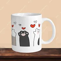 Premium 330ml Ceramic White Coffee Mug - cat paws- Single  Pack-thumb2