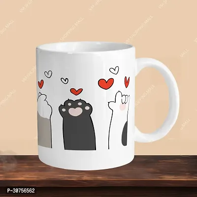 Premium 330ml Ceramic White Coffee Mug - cat paws- Single  Pack-thumb3