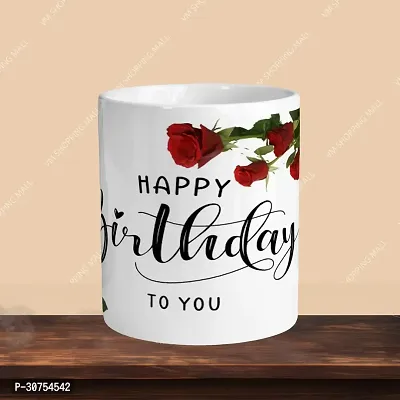 Premium 330ml Ceramic White Coffee Mug - Happy Birthday 01 - WithApple Keychain-thumb2