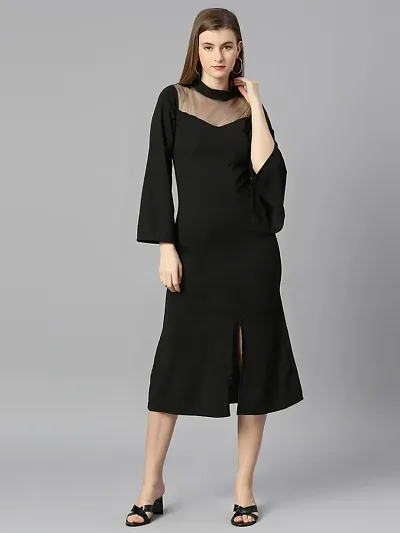 Stylish Lycra Solid A-Line Dress For Women