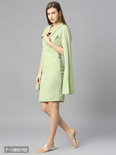 Stylish Green Cotton Lycra Solid A-Line Dress For Women-thumb0