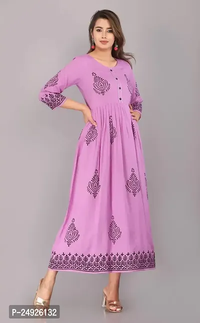 PRIYAGANI GARMENTS Ragini Enterprises_Rayon Gold Printed New Flared Kurtis for Women-Til Blue-Wine-Light Purple-Pista-thumb4