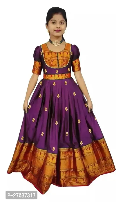 Classic Silk Ethnic Gowns for Kids Girl-thumb0