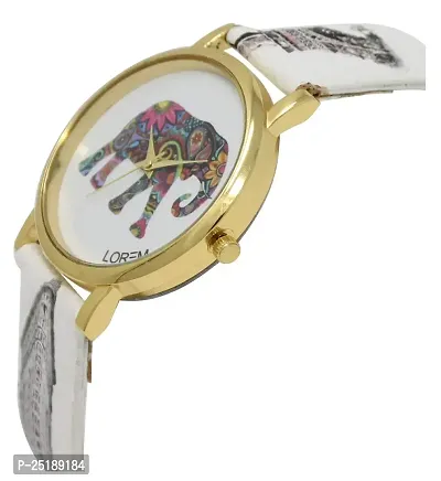 Culture of India White Elephant Analog Watch for Women LR243