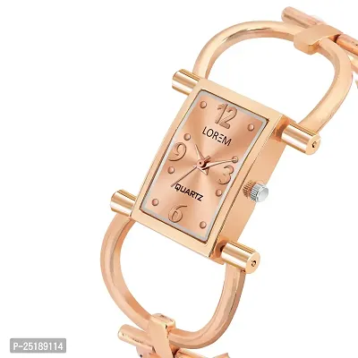 Culture of India Rose Gold Trending Square Braclet Analog Watch for Women LR293