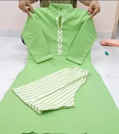 A-Line Solid Khadi Cotton Kurta and pant set PACK OF SINGLE