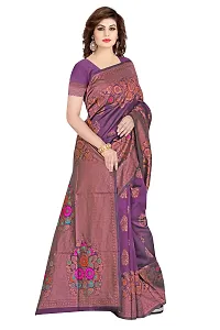 Stylish Purple Banarasi Silk Saree With Blouse Piece For Women-thumb1