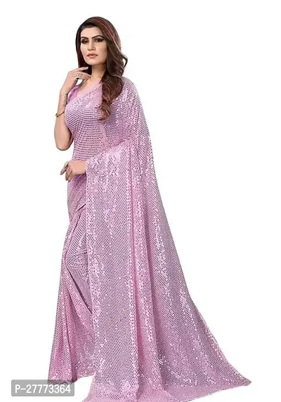 Stylish Pink Georgette Saree With Blouse Piece Saree For Women-thumb0
