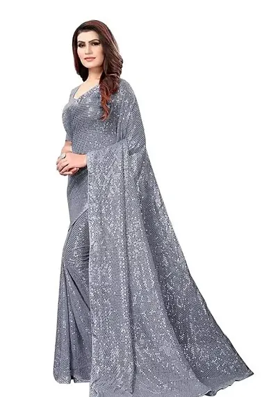 Attractive Georgette Sequin Saree with Blouse piece