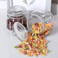 Luxansa Transparent Pickle Glass Jar Airtight Swing Cap With Silicone Locking Lid Food Storage Spice Seasoning Jars Glass Clip Jars For Kitchen (750 ml, Bukle Lid Glass Jar, Set of 2)-thumb1