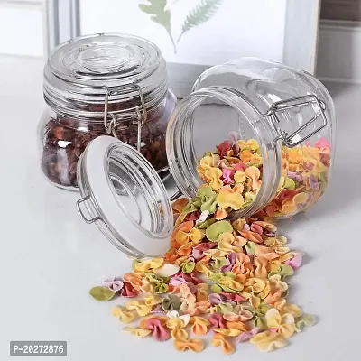 Luxansa Transparent Pickle Glass Jar Airtight Swing Cap With Silicone Locking Lid Food Storage Spice Seasoning Jars Glass Clip Jars For Kitchen (750 ml, Bukle Lid Glass Jar, Set of 2)-thumb2