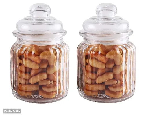 Luxansa Pack of 2 Pop Jar With Glass Air Tight Lid Pickle Spice Food Storage Containers Transparent Storage Glass Jar For Kitchen - 350 ML-thumb2