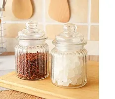 Luxansa Glass Pop Jar With Air Tight Lid Pickle Spice Food Storage Containers Jars, Masala Storage Glass Jar For Kitchen (350 ML, Set of 2)-thumb2