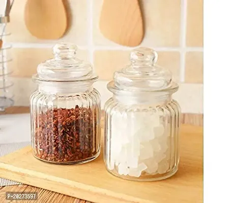 Luxansa Glass Pop Jar With Air Tight Lid Pickle Spice Food Storage Containers Jars, Masala Storage Glass Jar For Kitchen (350 ML, Set of 2)-thumb3