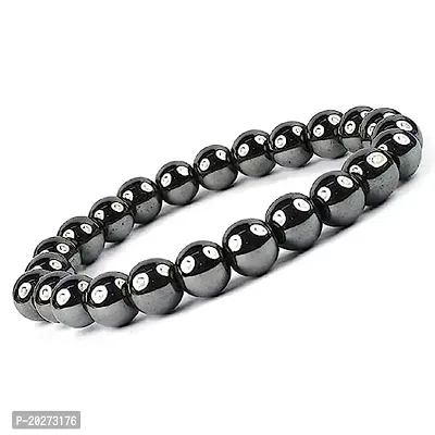 Luxansa Clear Quartz Crystal Bracelet, Healing Crystal Bracelet, Gemstone Bracelet, Beaded Bracelet for Men  Women (Black_bracelet)-thumb0