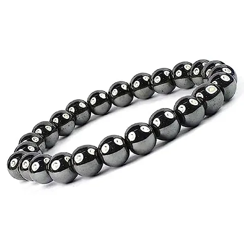 Luxansa Clear Quartz Crystal Bracelet, Healing Crystal Bracelet, Gemstone Bracelet, Beaded Bracelet for Men  Women (Black_bracelet)