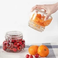 Luxansa Transparent Pickle Glass Jar Airtight Swing Cap With Silicone Locking Lid Food Storage Spice Seasoning Jars Glass Clip Jars For Kitchen (750 ml, Bukle Lid Glass Jar, Set of 2)-thumb4