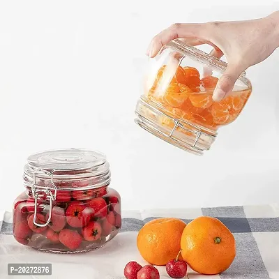 Luxansa Transparent Pickle Glass Jar Airtight Swing Cap With Silicone Locking Lid Food Storage Spice Seasoning Jars Glass Clip Jars For Kitchen (750 ml, Bukle Lid Glass Jar, Set of 2)-thumb5