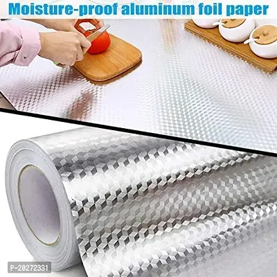 Luxansa Self Adhesive Anti-Mold And Heat Resistant Waterproof Kitchen Oil-Proof Backsplash Aluminium Foil Sticker Wallpaper For Kitchen Wall Stickers, Stove, Cabinet, Wall Decor Furniture Desk, Home Decorate, Drawer, Shelve And Liner ( 200 X 60 CM )-thumb5