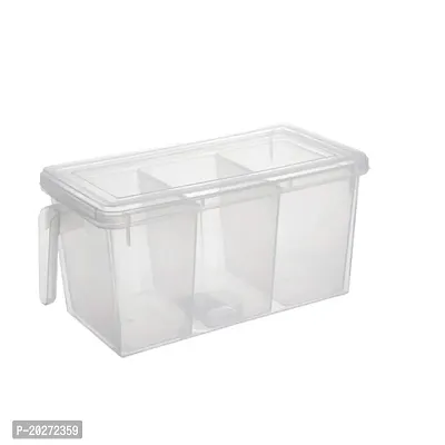 Luxansa Food Grade Plastic Refrigerator Organizer Container Freezer Pantry Kitchen Office Stationary Storage Basket Square Handle with 3 Smaller Bins Boxes and Lid Cover Fridge Containers Box For Vegetables  Fruits Cabinet Desk ( Pack of 1 )