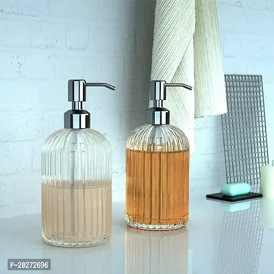 Luxansa Clear Glass Soap Dispenser Refillable Liquid Hand Soap Dispenser Bottle with Pump for Bathroom, Handwash Liquid Bottle, wash Basin Glass Sanitizer Hand Dish Dispenser, Lotion Dispenser for Kitchen