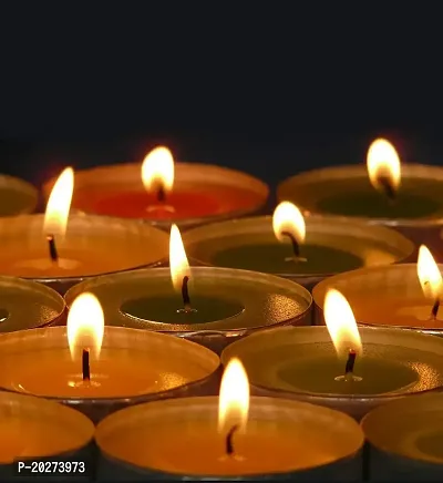 Luxansa Parrafin Wax Candles Tea Light, Unscented Wax Tealight Candles, Smokeless Candles, Votive Candles, Diwali Diya Candles for Home Decorative Candle (25 Pc Smokeless Candles)-thumb5