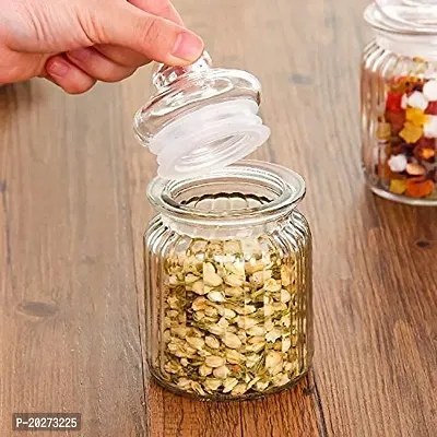 Luxansa Glass Pop Jar With Air Tight Lid Pickle Spice Food Storage Containers Jars Masala Storage Glass Jar For Kitchen (350 ML, Set of 3)-thumb3