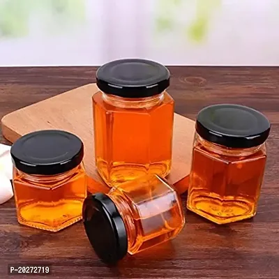 Luxansa Hexa Shape Glass jar Coming with Metal Golden Color Air Tight Lid and Rust Proof Jar Food Organize For Dry Fruits, Dried Storage, Honey, Spice Masala Pot Matka, Chocolate, Jelly for Kitchen-thumb2