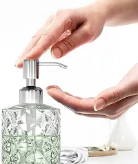 Luxansa Clear Glass Liquid Soap Dispenser Set for Bathroom, Wash Basin Hand wash Accessories Bottle, Handwash Dispenser Lotion with Press Pump Bottle-thumb2