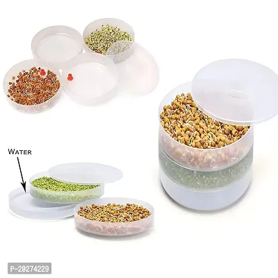 Luxansa Sprout Maker with 4 Compartments For Multi Purpose Use - Plastic Grocery Container Sprouted Grains, Seeds, Dal, Channa, Chole, Ragi, Organic, Sprouting Jar (500ml,4-Layer)-thumb3