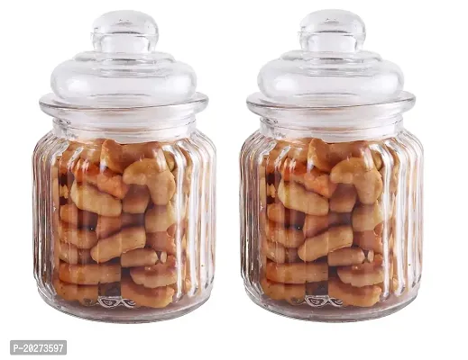 Luxansa Glass Pop Jar With Air Tight Lid Pickle Spice Food Storage Containers Jars, Masala Storage Glass Jar For Kitchen (350 ML, Set of 2)-thumb0