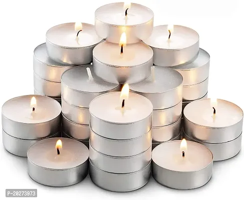 Luxansa Parrafin Wax Candles Tea Light, Unscented Wax Tealight Candles, Smokeless Candles, Votive Candles, Diwali Diya Candles for Home Decorative Candle (25 Pc Smokeless Candles)-thumb0