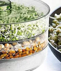 Luxansa Sprout Maker with 4 Compartments For Multi Purpose Use - Plastic Grocery Container Sprouted Grains, Seeds, Dal, Channa, Chole, Ragi, Organic, Sprouting Jar (500ml,4-Layer)-thumb1