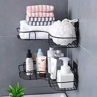 Luxansa Bathroom Corner Shelf Organizer Hanging Shower Caddy Rack, Wall Mount Storage Rack Bathroom Rack Soap Holder Storage Box Shower Rack Shelf and Shelves, Bathroom Stands and Racks (Black)-thumb3