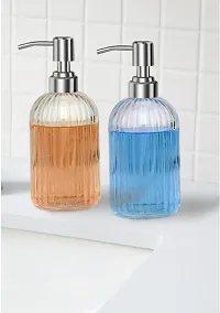 Luxansa Clear Glass Soap Dispenser Refillable Liquid Hand Soap Dispenser Bottle with Pump for Bathroom, Handwash Liquid Bottle, wash Basin Glass Sanitizer Hand Dish Dispenser, Lotion Dispenser for Kitchen-thumb1