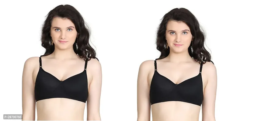 Fancy Black Polycotton Everyday Bra For Women Pack Of 2