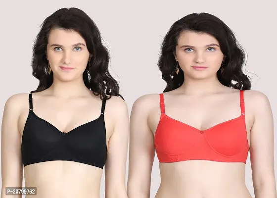 Fancy Multicoloured Polycotton Everyday Bra For Women Pack Of 2