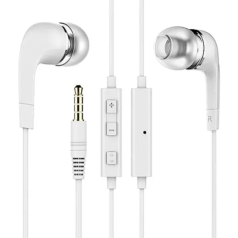 Earphones for Realme X50 Pro Player Earphone Original Like Wired Stereo Deep Bass Head Hands-free Headset Earbud With Built in-line Mic, With Premium Quality Good Sound Stereo Call Answer/End Button, Music 3.5mm Aux Audio Jack (ST9, BT-YR, White)