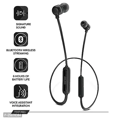 Wireless BT for Honor Magic4 Lite Original Sports Bluetooth Wireless Earphone with Deep Bass and Neckband Hands-Free Calling inbuilt with Mic,Hands-Free Call/Music (B-SNDT, Black)-thumb2