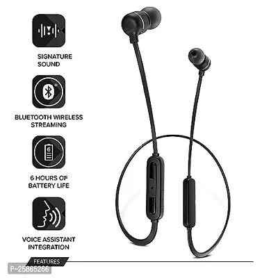 Wireless Bluetooth Headphones Earphones for Xiaomi Mi 10i 5G Original Sports Bluetooth Wireless Earphone with Deep Bass and Neckband Hands-Free Calling inbuilt With Mic, Extra Deep Bass Hands-Free Call/Music, Sports Earbuds, Sweatproof Mic Headphones with Long Battery Life and Flexible Headset (BS-RSN,BLACK)-thumb2