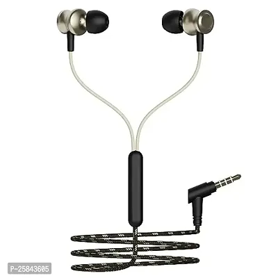 Earphones for TECNO Camon 16 Premier Earphone Original Like Wired Stereo Deep Bass Head Hands-free Headset Earbud With Built in-line Mic, With Premium Quality Good Sound Stereo Call Answer/End Button, Music 3.5mm Aux Audio Jack (ST4, R-870, Black)