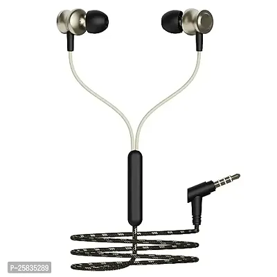 Earphones for Sam-Sung Galaxy A12 Nacho Earphone Original Like Wired Stereo Deep Bass Head Hands-free Headset Earbud With Built in-line Mic, With Premium Quality Good Sound Stereo Call Answer/End Button, Music 3.5mm Aux Audio Jack (ST4, R-870, Black)