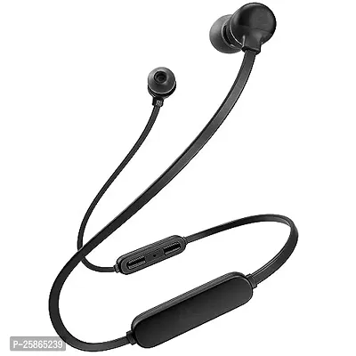 Wireless Bluetooth Headphones Earphones for Xiaomi Redmi Note 11T Pro+ Original Sports Bluetooth Wireless Earphone with Deep Bass and Neckband Hands-Free Calling inbuilt With Mic, Extra Deep Bass Hands-Free Call/Music, Sports Earbuds, Sweatproof Mic Headphones with Long Battery Life and Flexible Headset (BS-RSN,BLACK)-thumb0