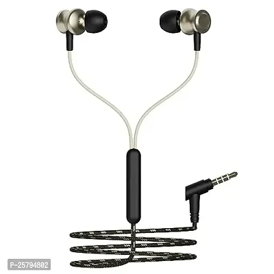 Earphones for Xiaomi Poco X3 GT Earphone Original Like Wired Stereo Deep Bass Head Hands-free Headset Earbud With Built in-line Mic, With Premium Quality Good Sound Stereo Call Answer/End Button, Music 3.5mm Aux Audio Jack (ST4, R-870, Black)