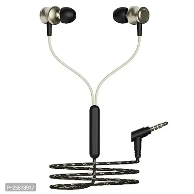 Earphones for vivo Y76s Earphone Original Like Wired Stereo Deep Bass Head Hands-Free Headset Earbud with Built in-line Mic Call Answer/End Button (870, Black)