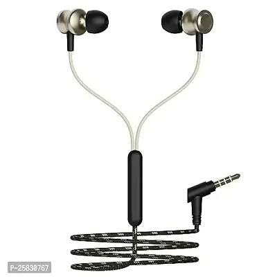 Earphones for Sam-Sung Galaxy A71 5G / A 71 Earphone Original Like Wired Stereo Deep Bass Head Hands-free Headset Earbud With Built in-line Mic, With Premium Quality Good Sound Stereo Call Answer/End Button, Music 3.5mm Aux Audio Jack (ST4, R-870, Black)