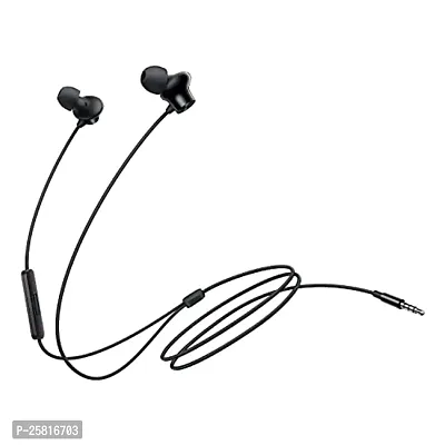 Earphones for OPP-O A54 5G Earphone Original Like Wired Stereo Deep Bass Head Hands-free Headset Earbud With Built in-line Mic, With Premium Quality Good Sound Stereo Call Answer/End Button, Music 3.5mm Aux Audio Jack (ST2, BT-ON, Black)