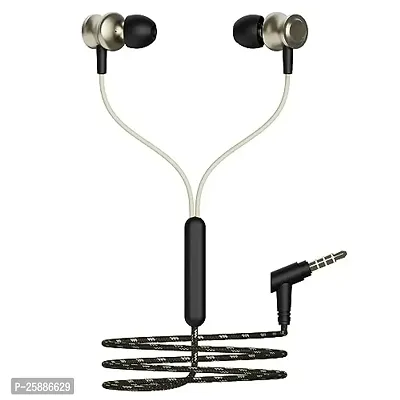 Earphones for vivo Y33s Earphone Original Like Wired Stereo Deep Bass Head Hands-Free Headset Earbud with Built in-line Mic Call Answer/End Button (870, Black)-thumb0
